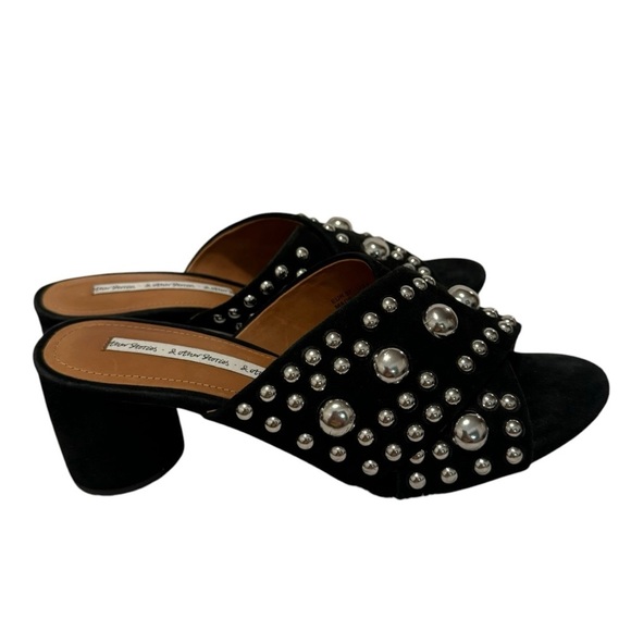 & other stories black & silver studded mule heeled sandals 37 - Picture 5 of 9